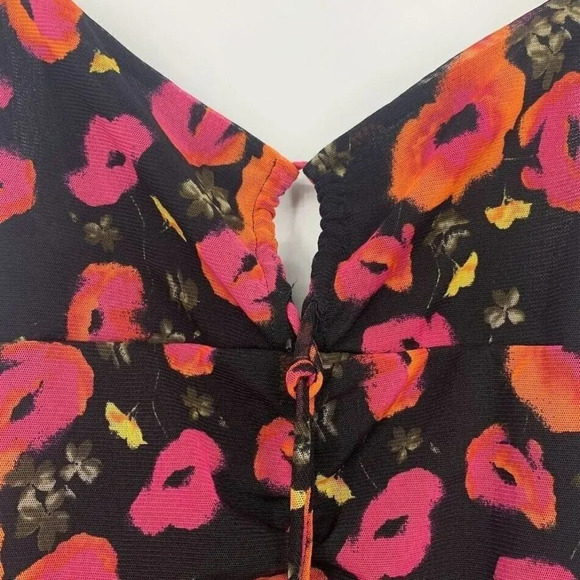 Nordstrom Bp Women's Keyhole Mesh Black Bombshell Floral Mini Dress Size M NWT - Picture 5 of 11